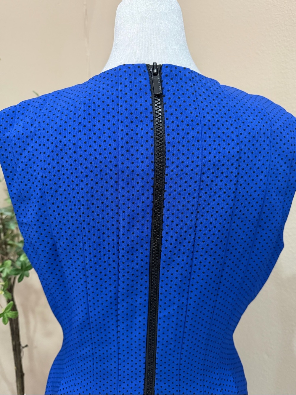 ANNE KLEIN Pin Dot Sculpted Fit & Flare Pocket Dress Size 6 - Picture 8 of 9